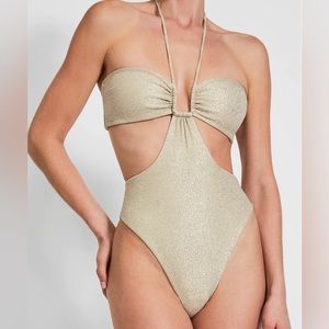 Devon Windsor Romi Gold One Piece Swimsuit XS